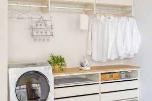 家事効率のよい洗⾯洗濯室